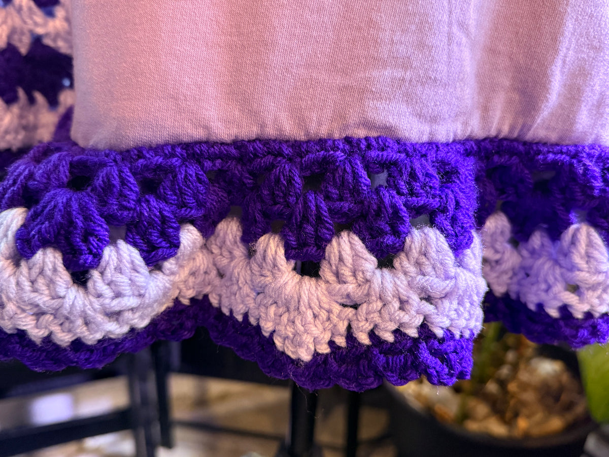 purple upcycled "coffee" hoodie