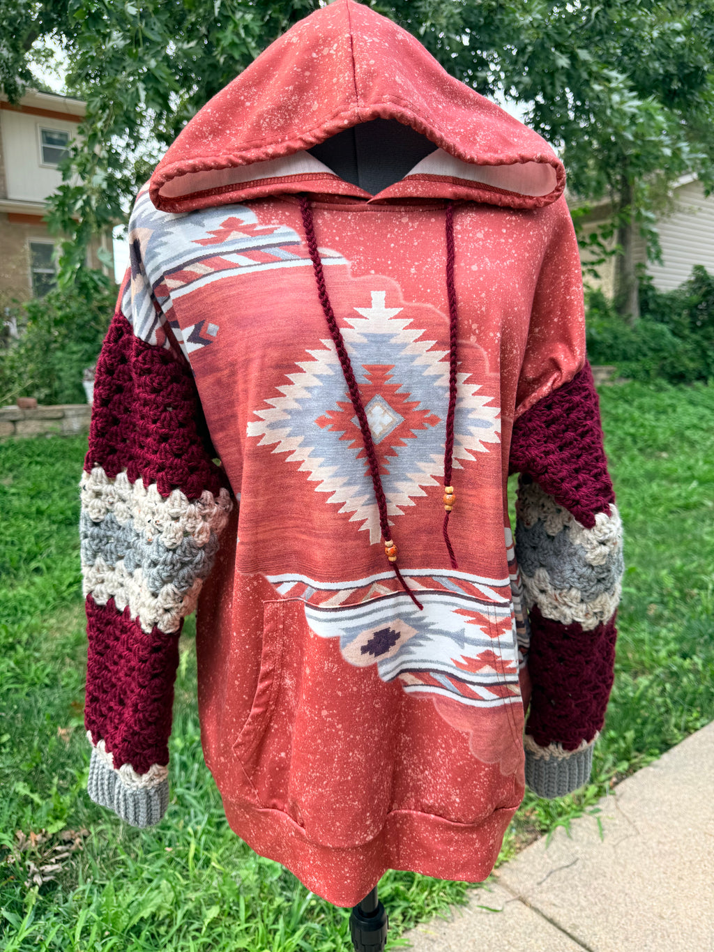 southwest graphic upcycled hoodie
