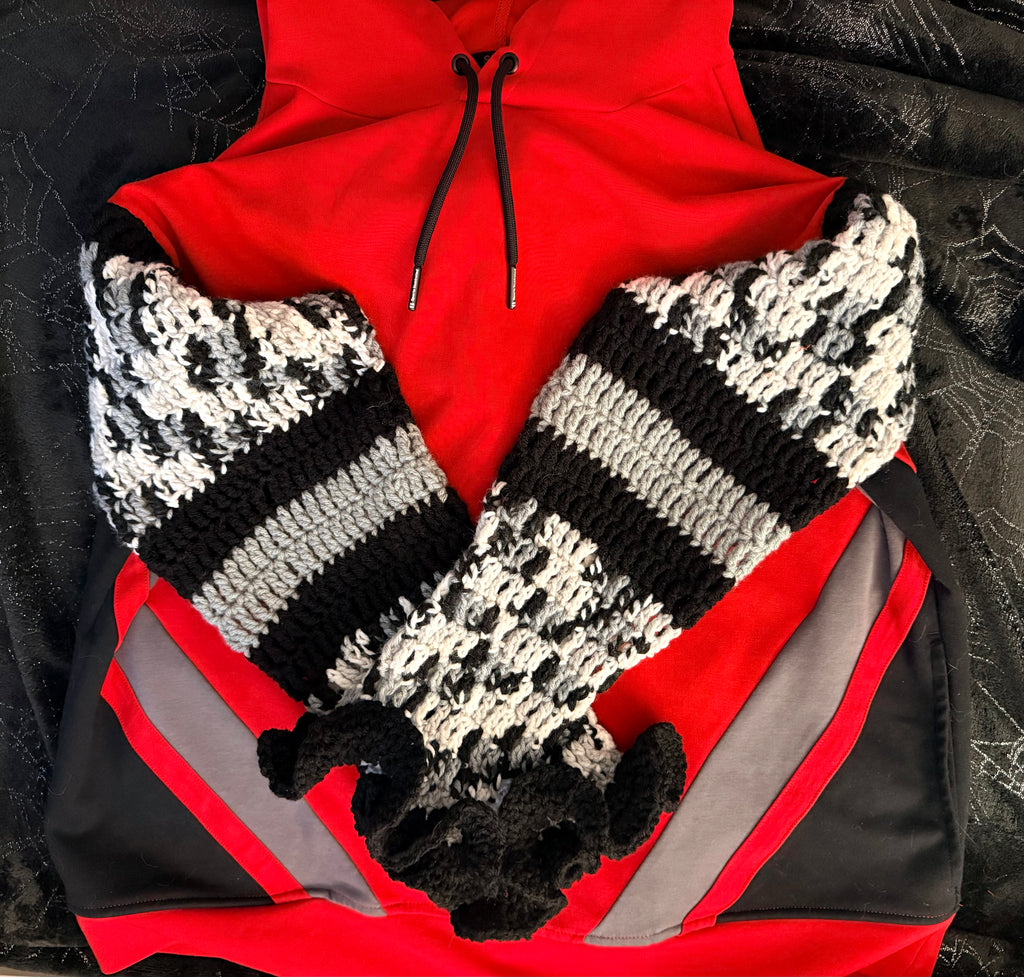 red, gray & black upcycled hoodie