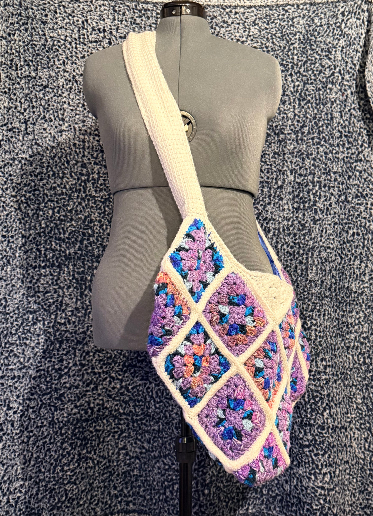 Blue, Purple & White carryall bag