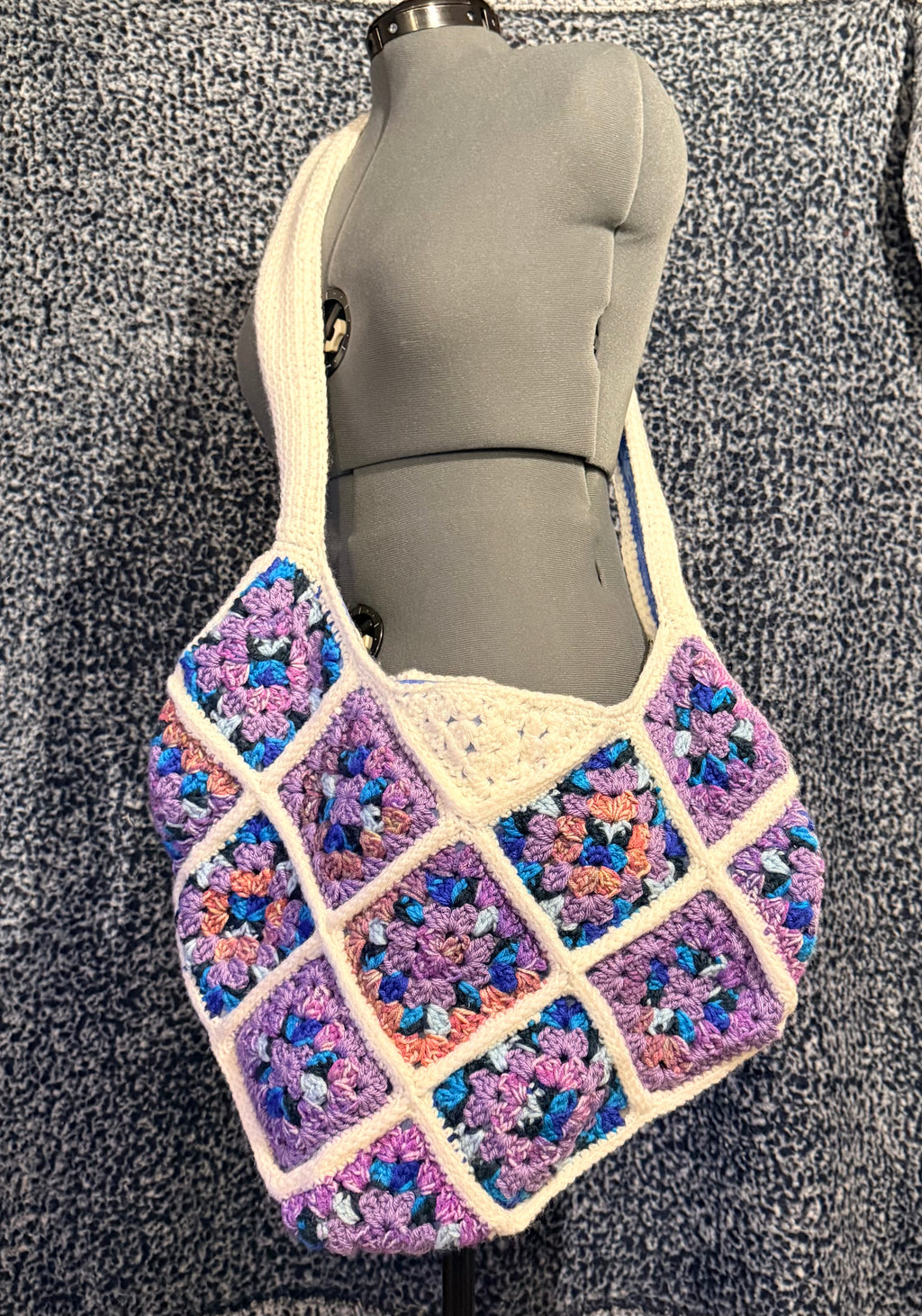 Blue, Purple & White carryall bag