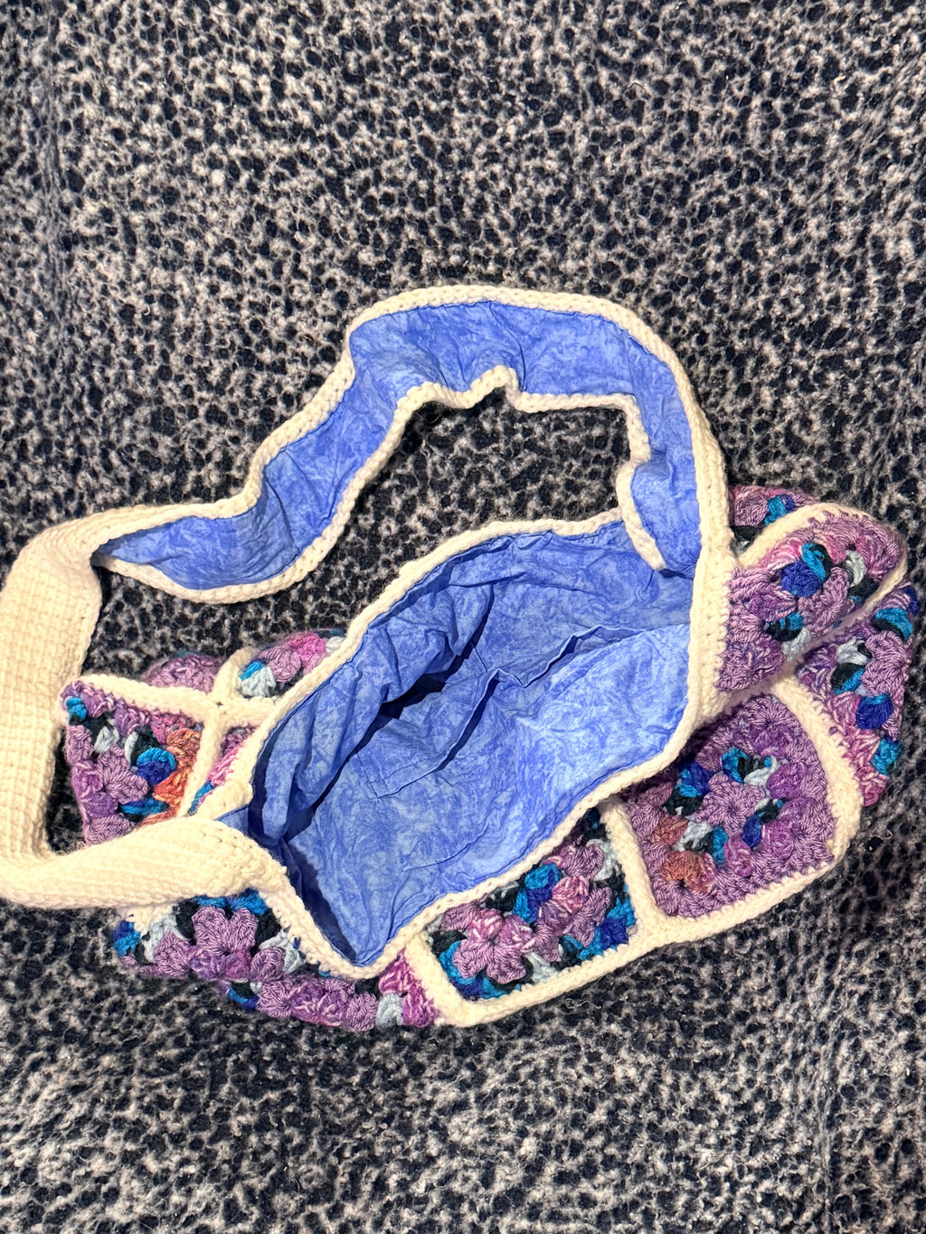 Blue, Purple & White carryall bag