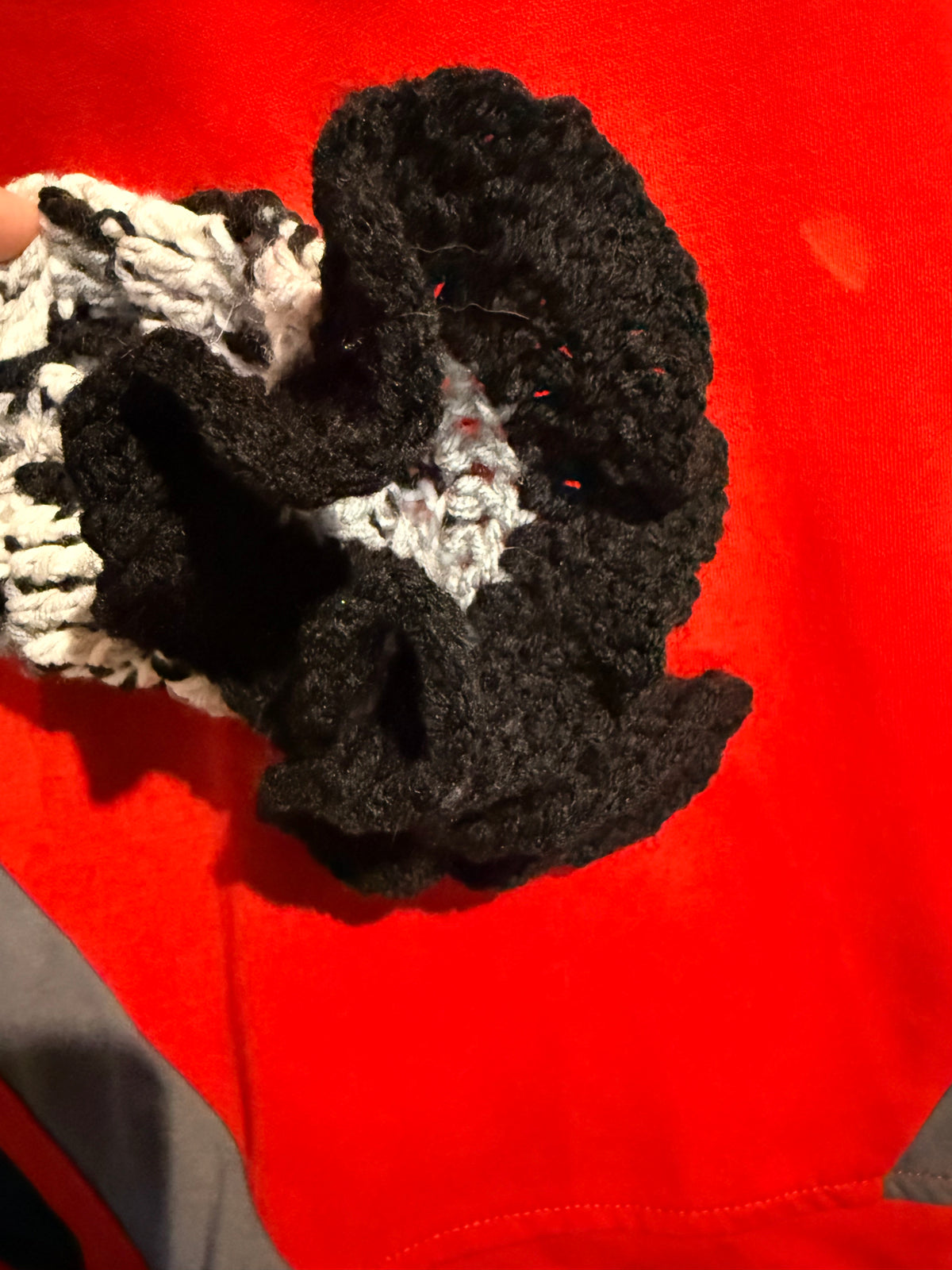 red, gray & black upcycled hoodie