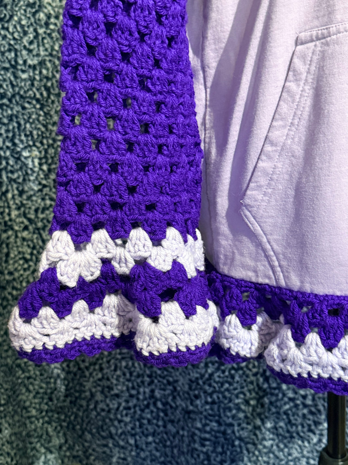 purple upcycled "coffee" hoodie