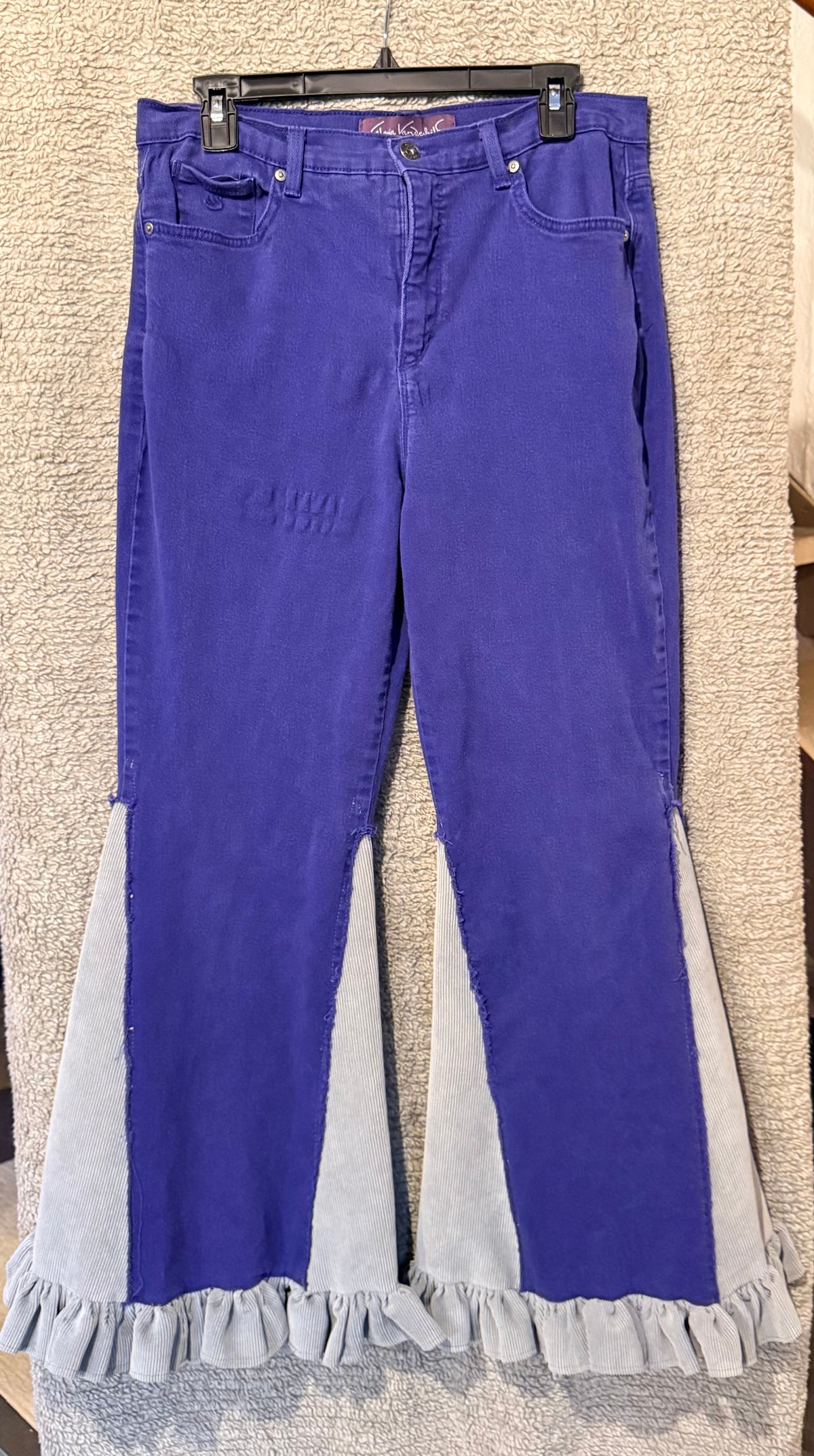 purple & gray bell bottoms