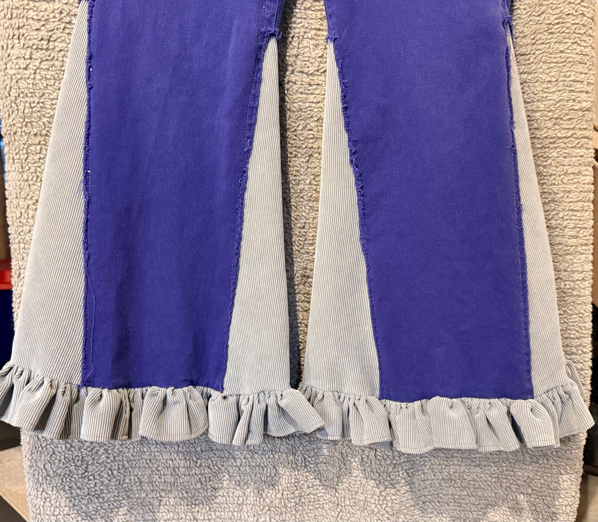 purple & gray bell bottoms