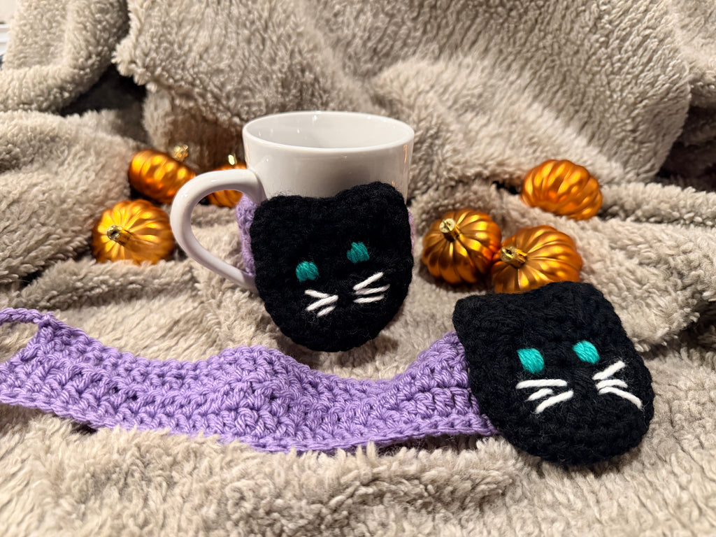 black cat cup cozies