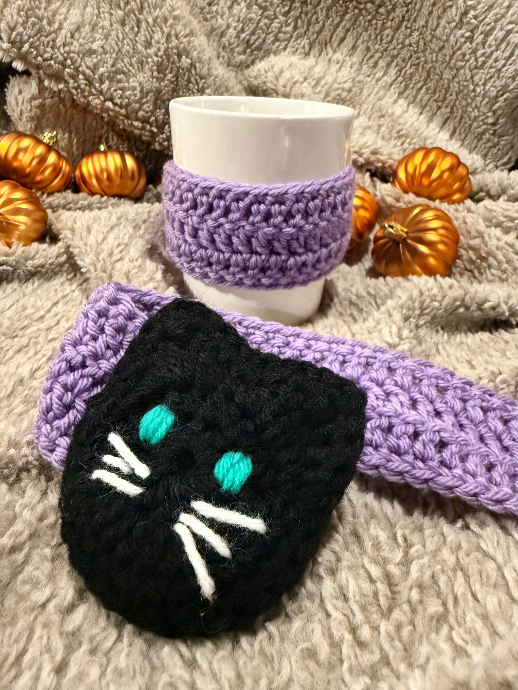 black cat cup cozies