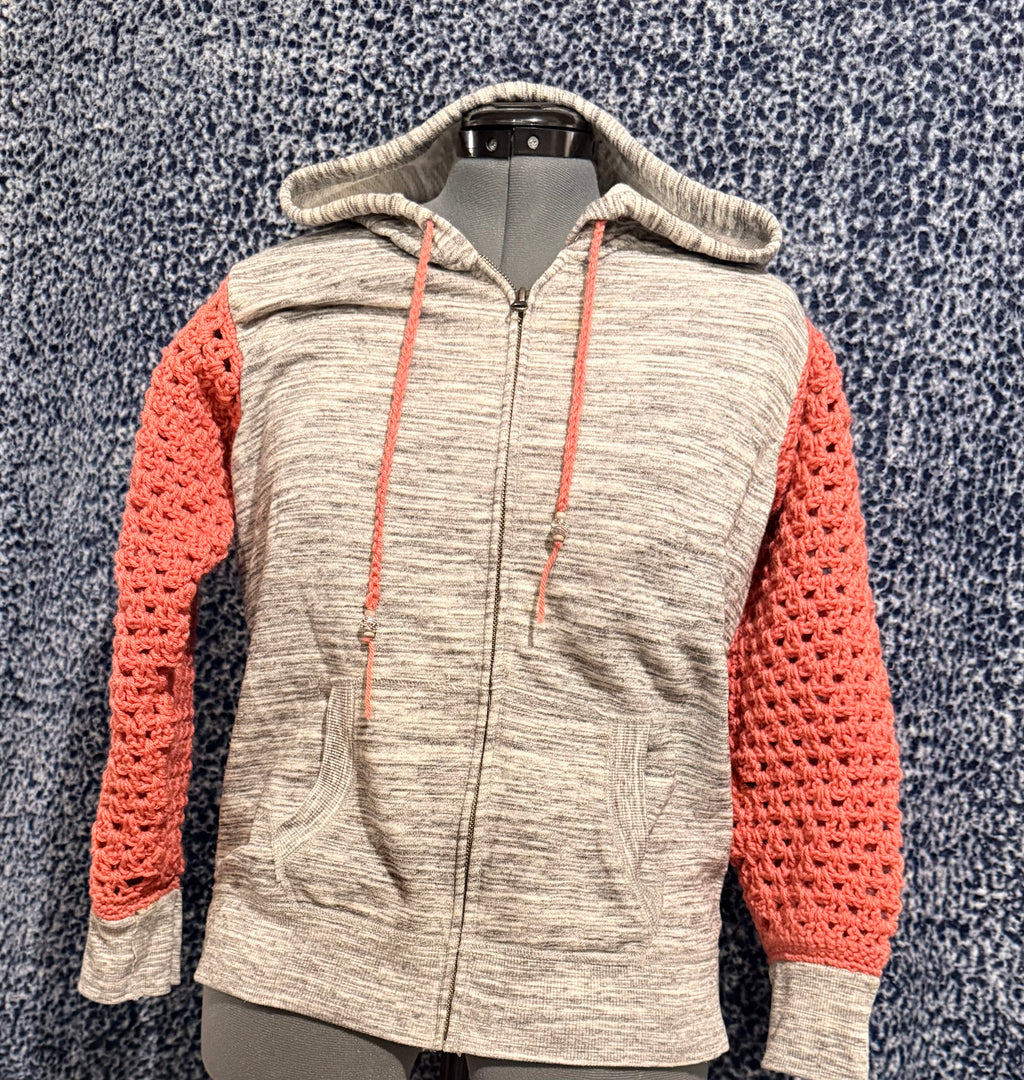 gray & pink zipper hoodie