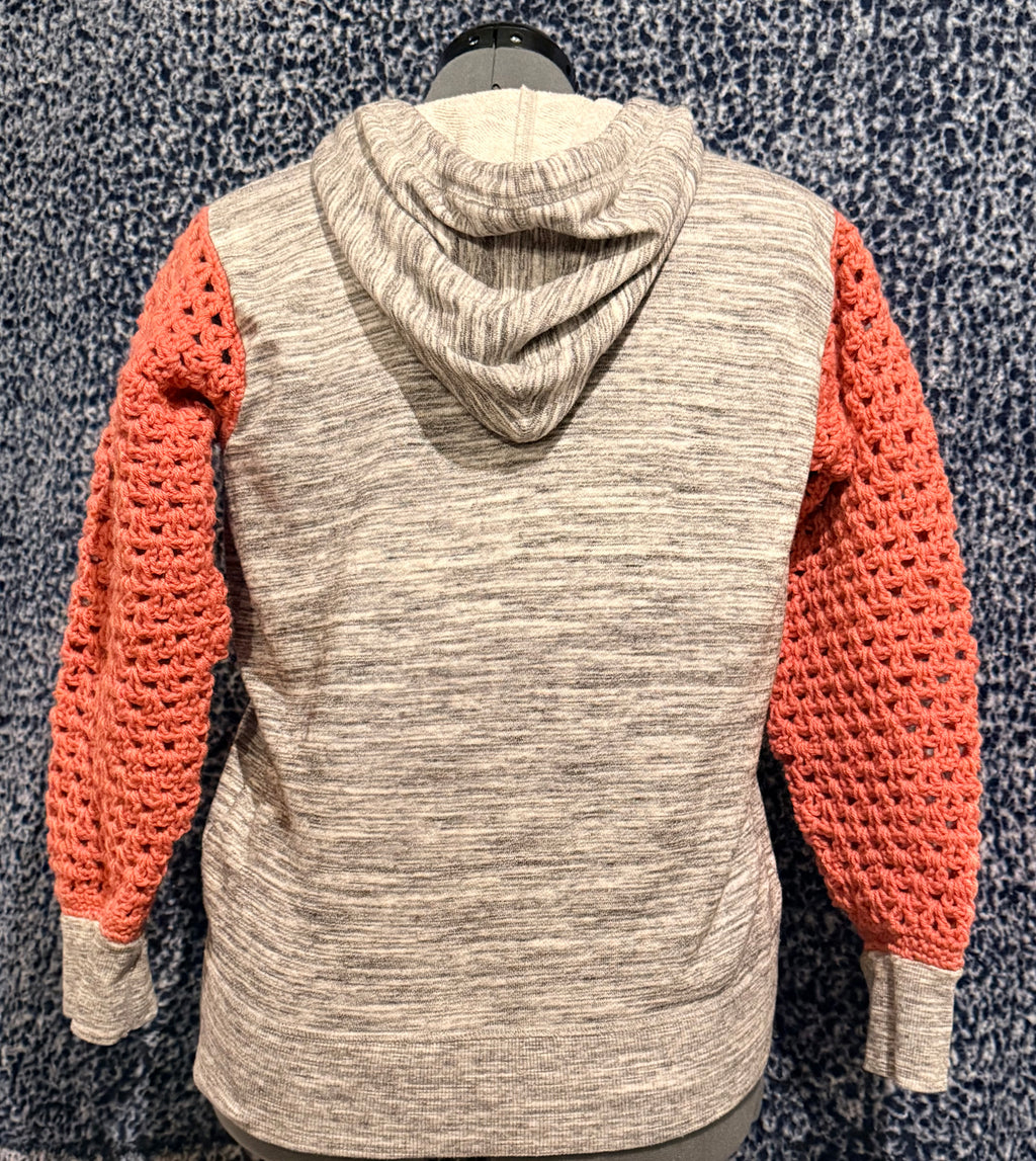 gray & pink zipper hoodie