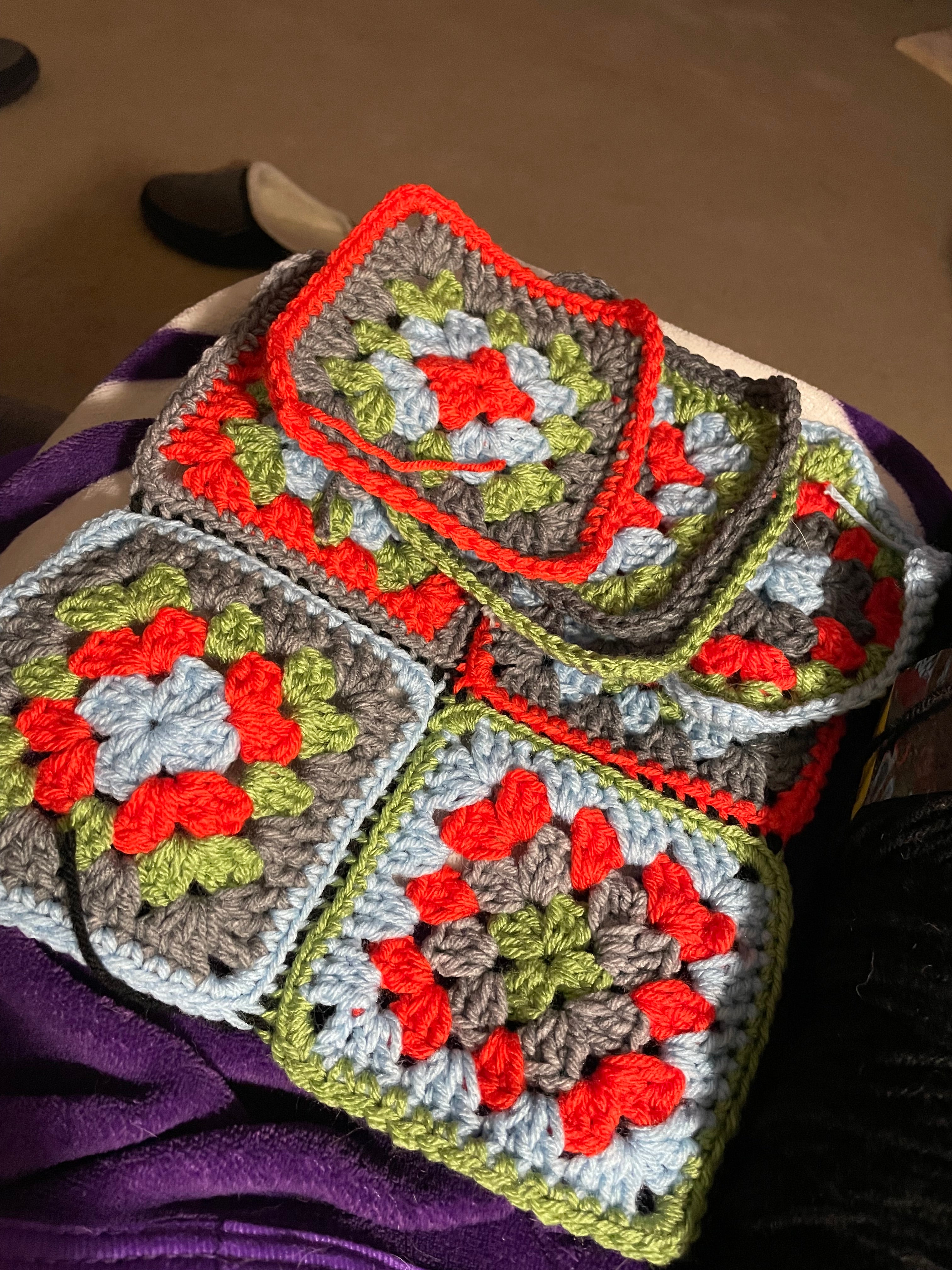 multi colored granny square bag