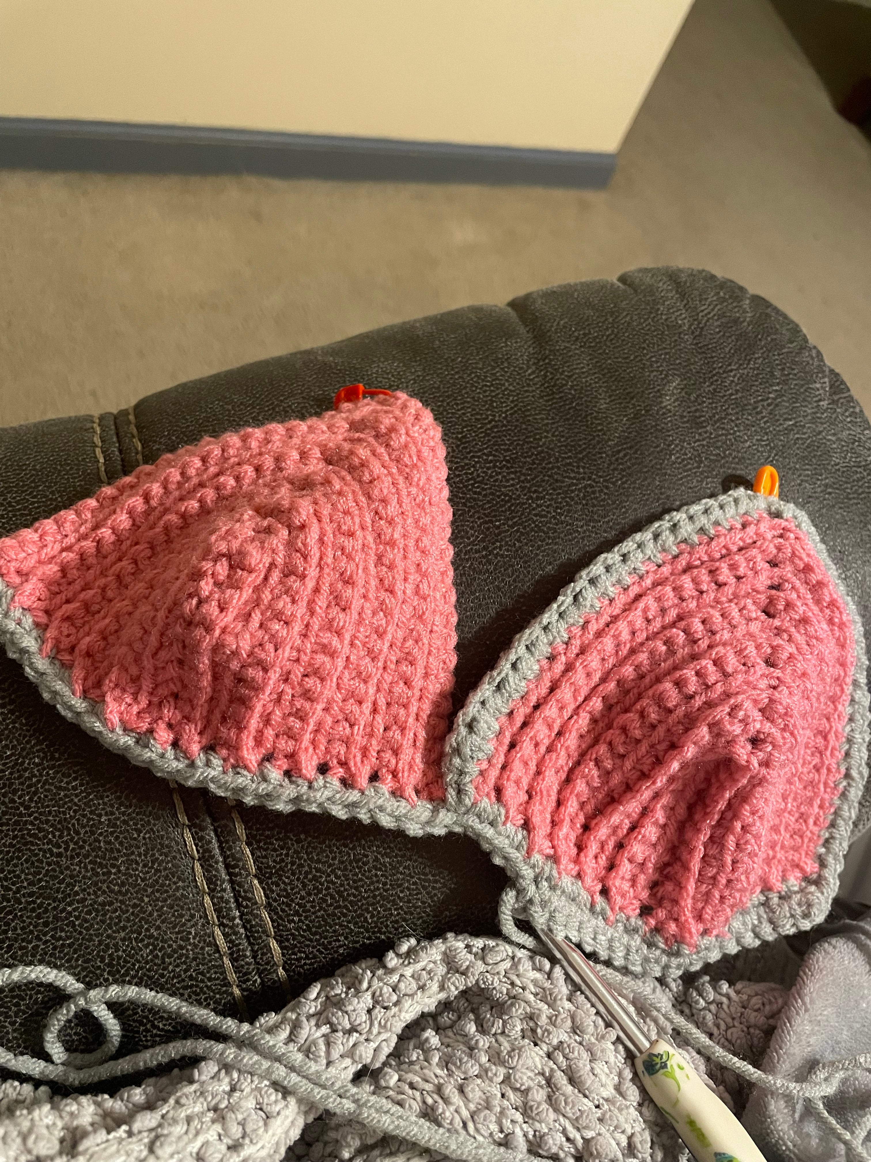 pink & gray halter top with beads