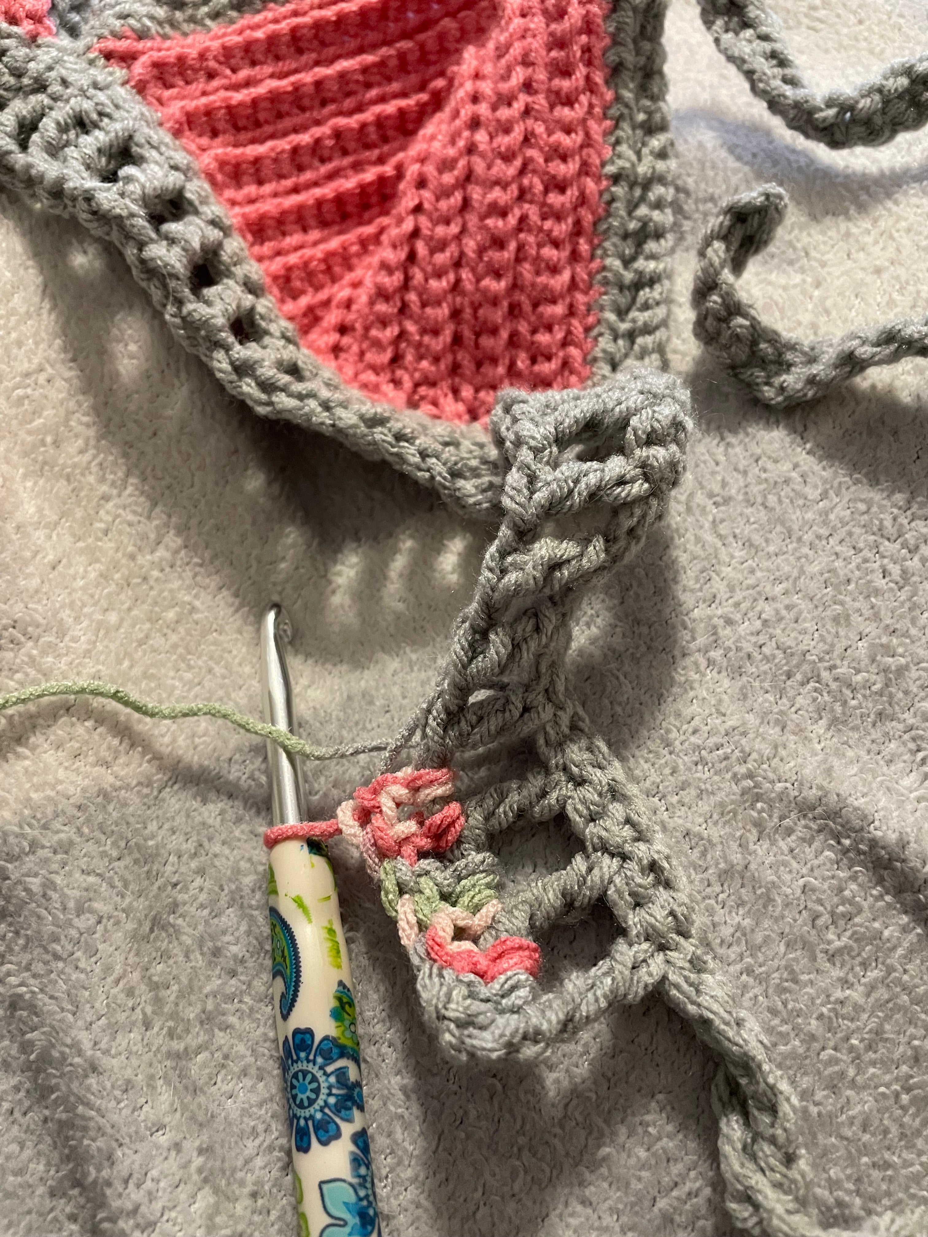 pink & gray halter top with beads