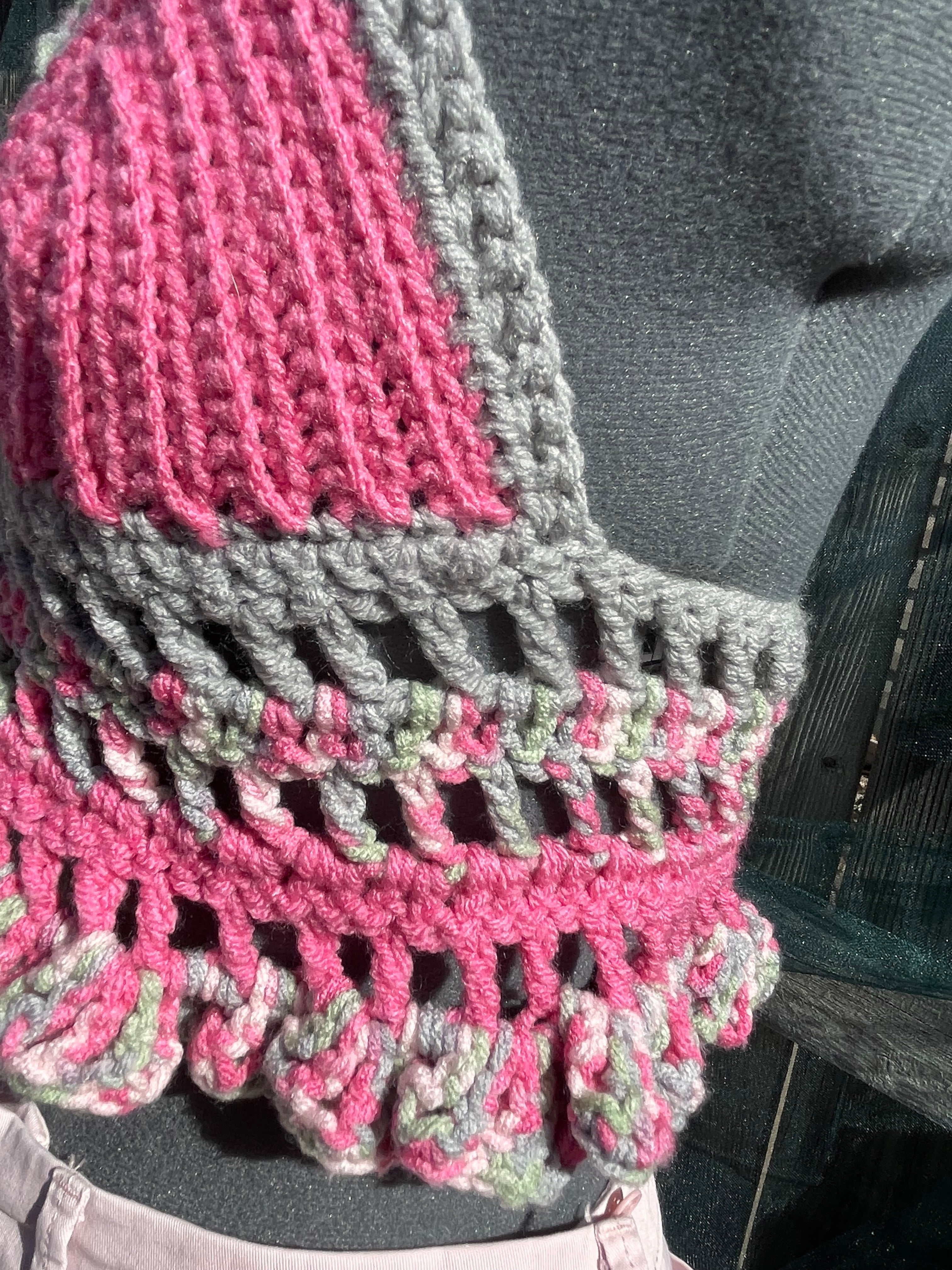 pink & gray halter top with beads