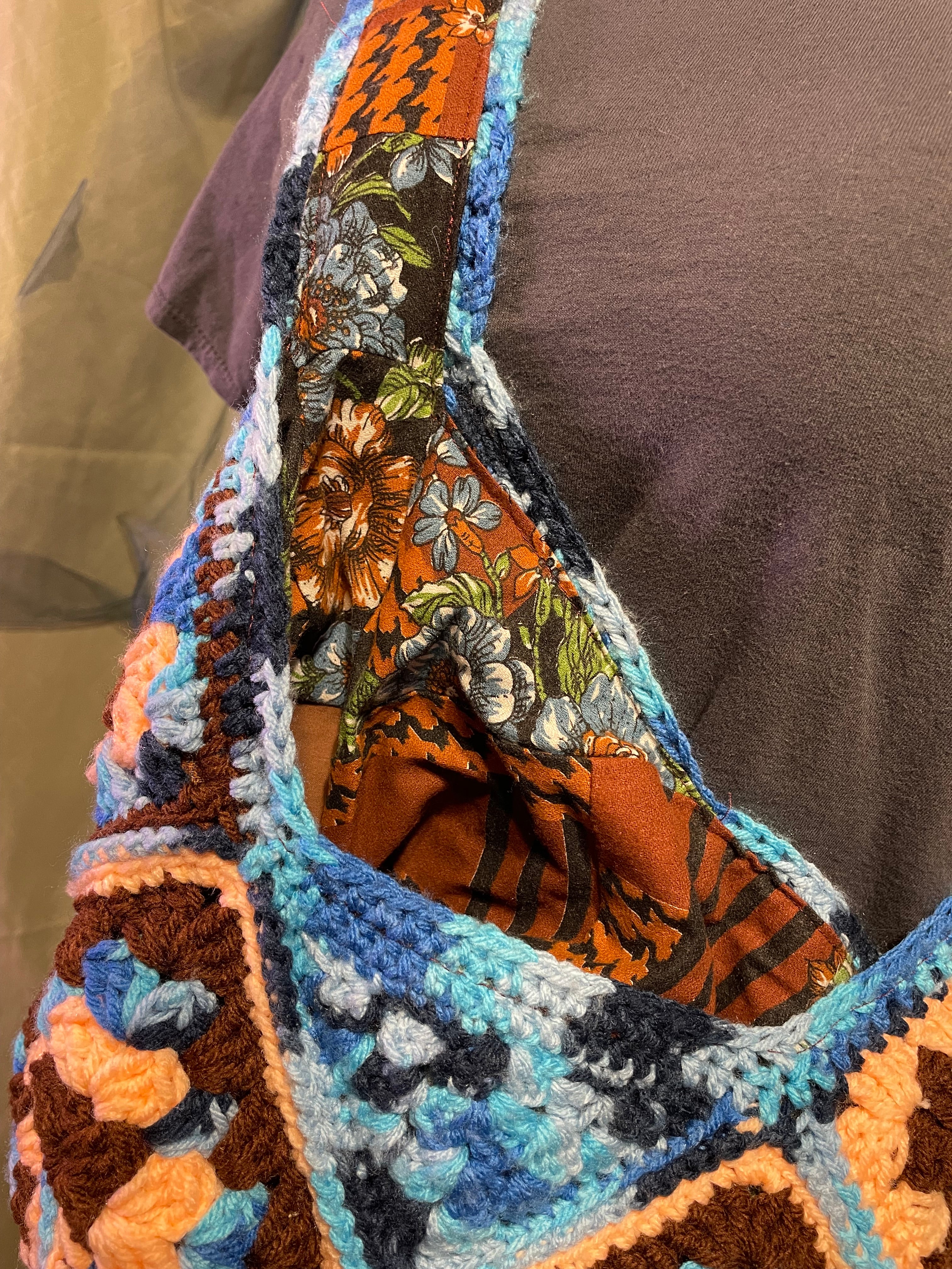 Granny square cross body carryall bag