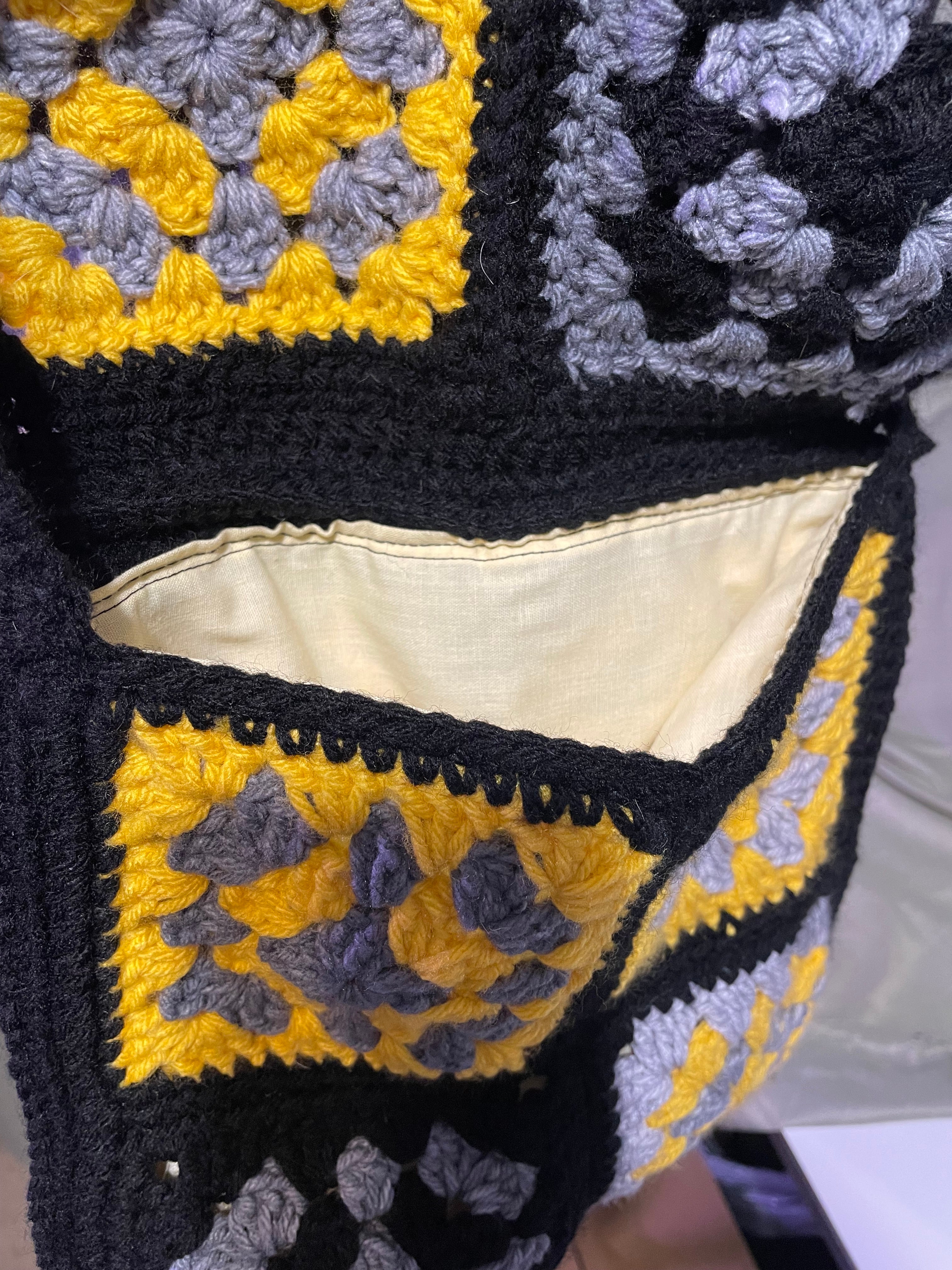 yellow granny square bag
