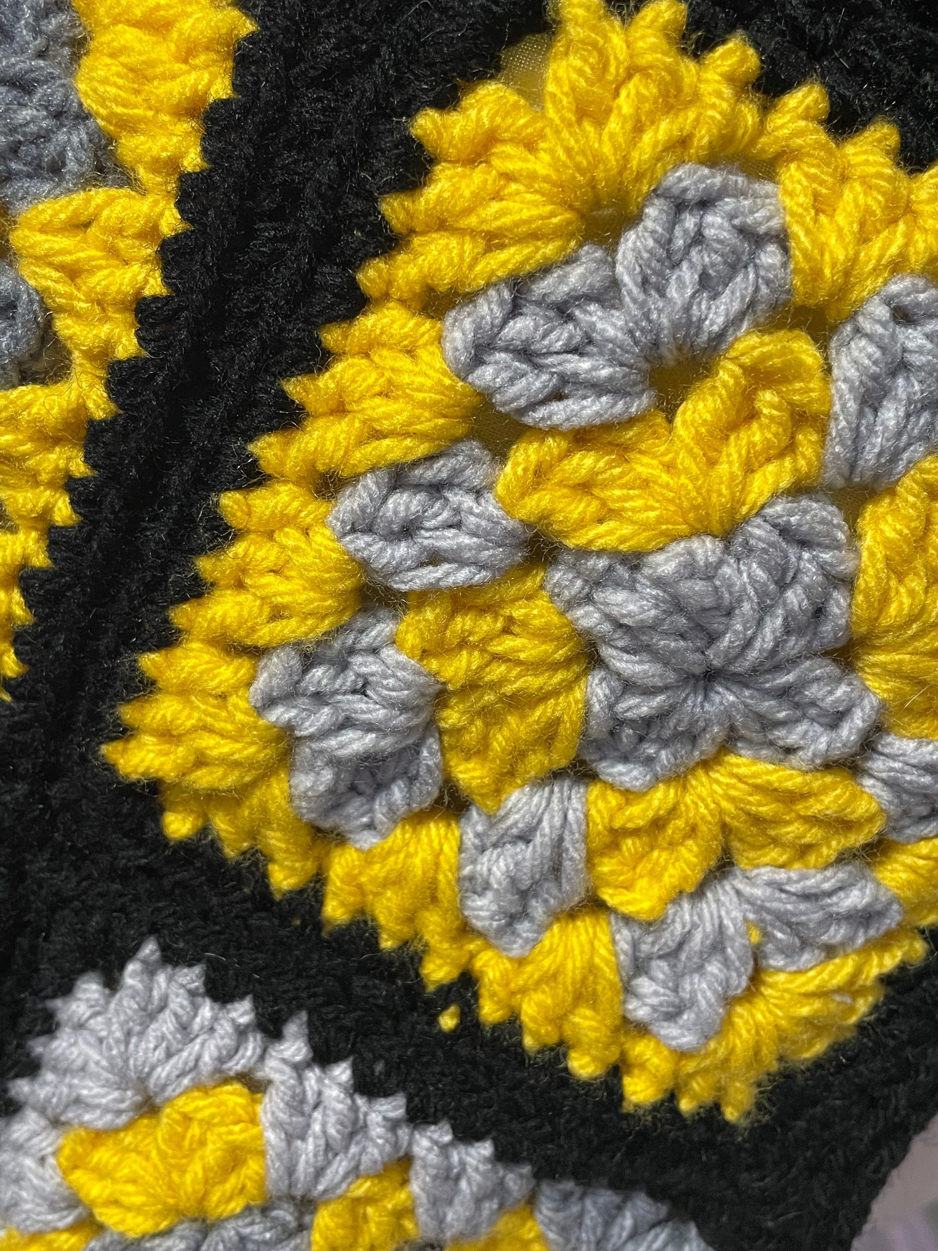 yellow granny square bag