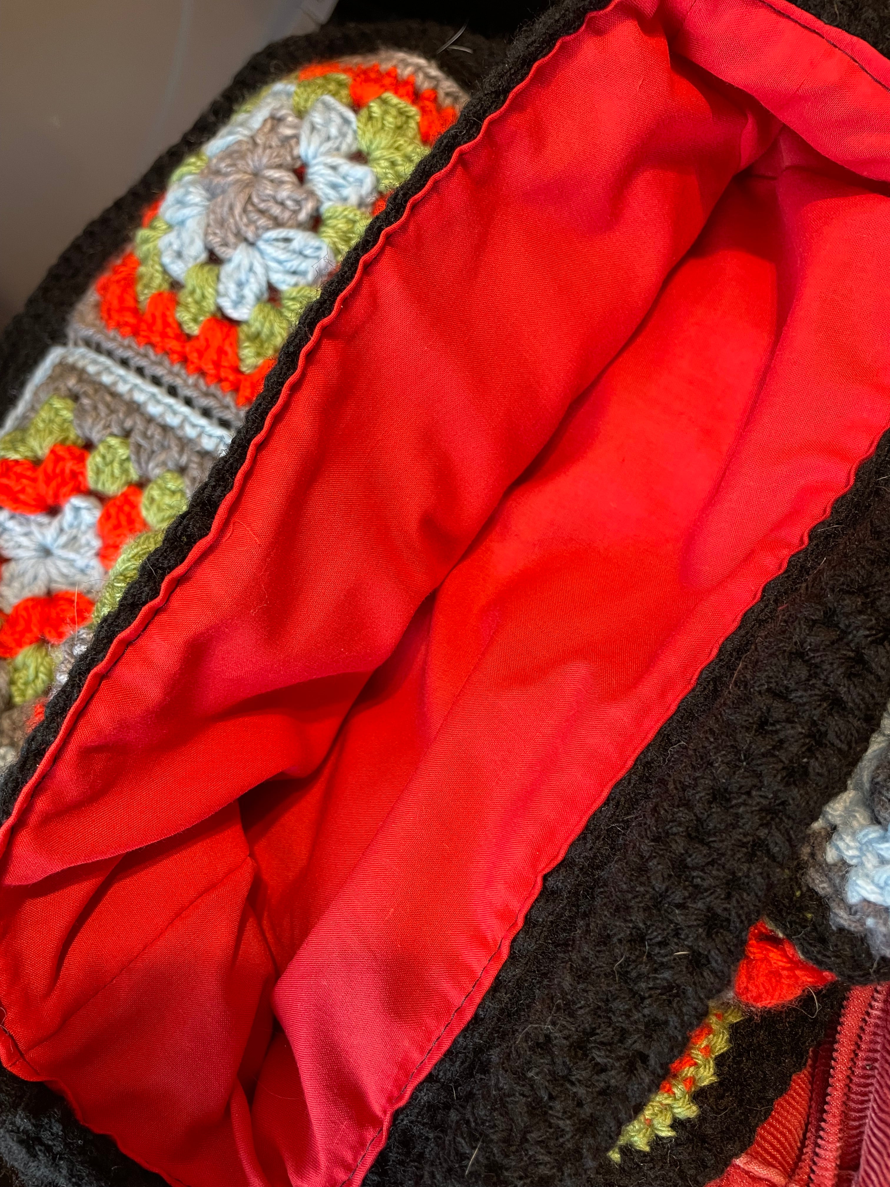 multi colored granny square bag