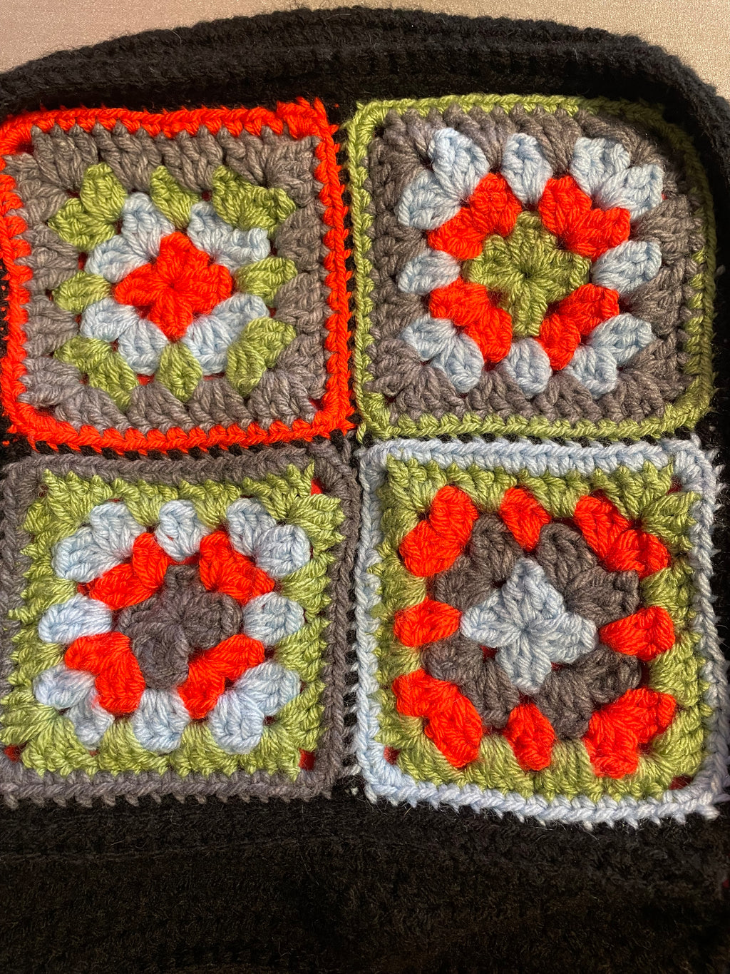 multi colored granny square bag