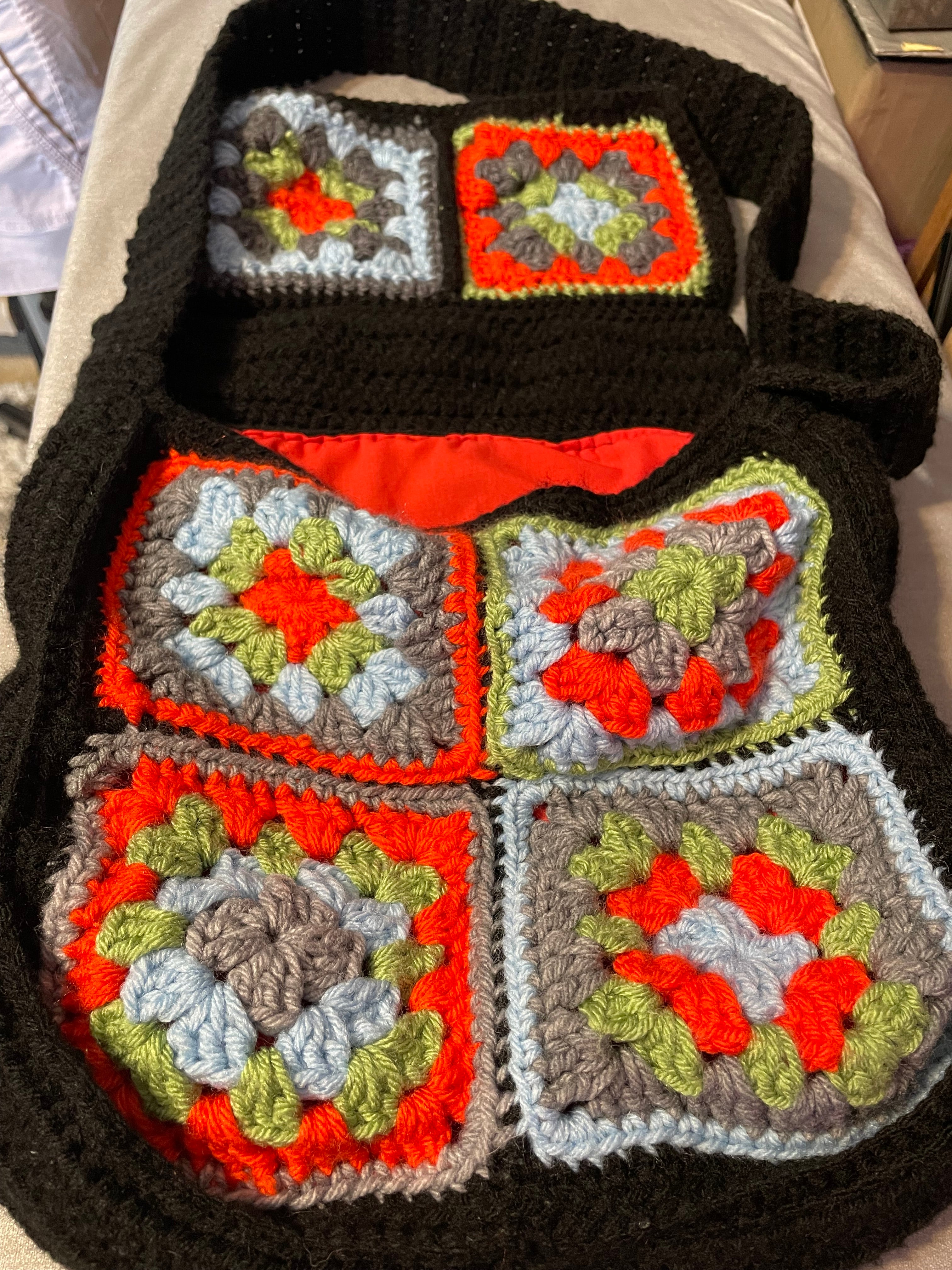 multi colored granny square bag