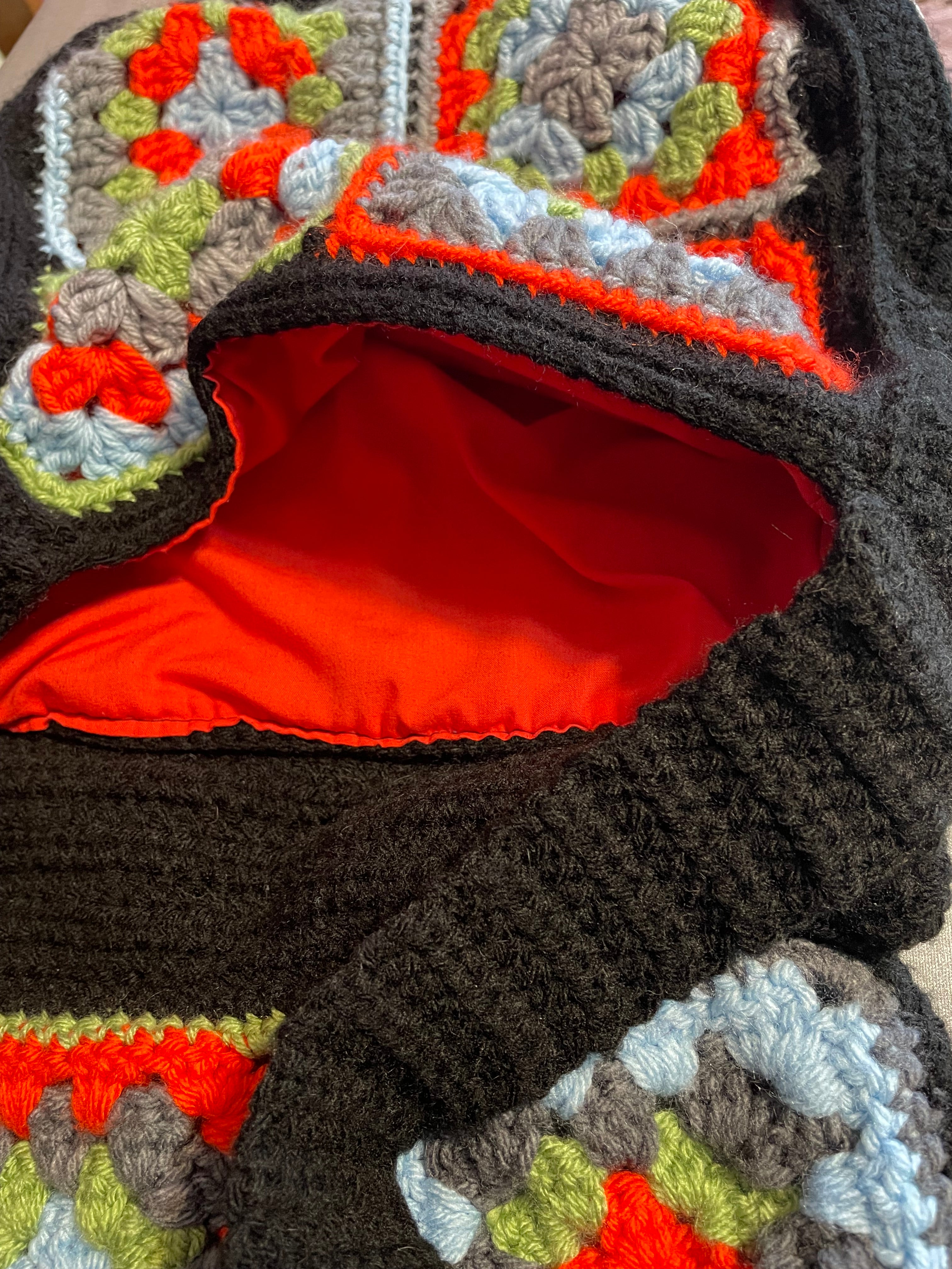 multi colored granny square bag