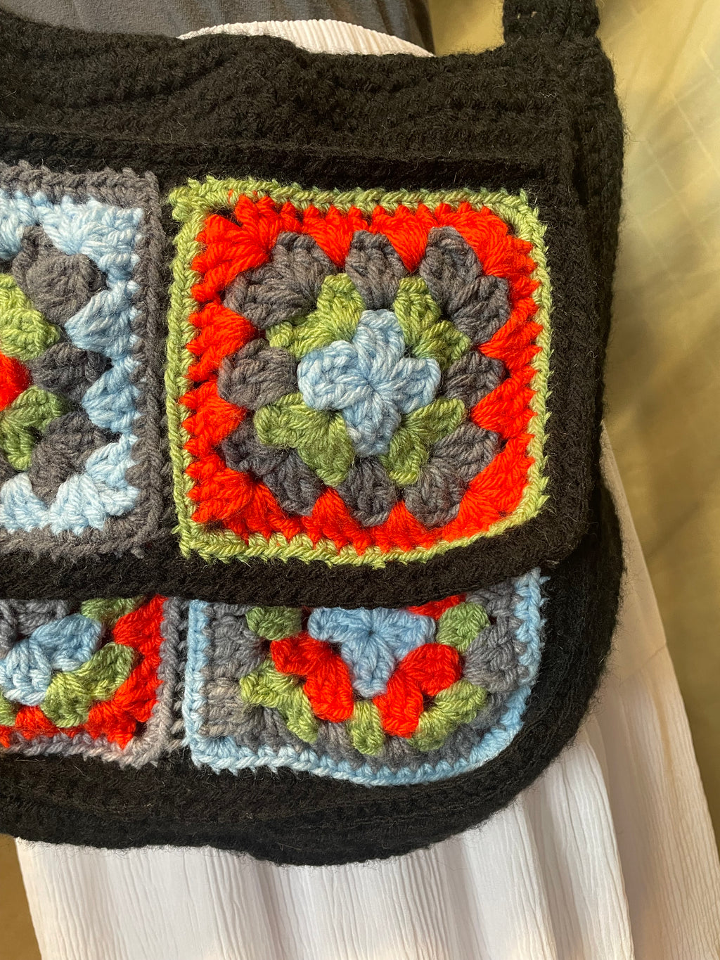 multi colored granny square bag