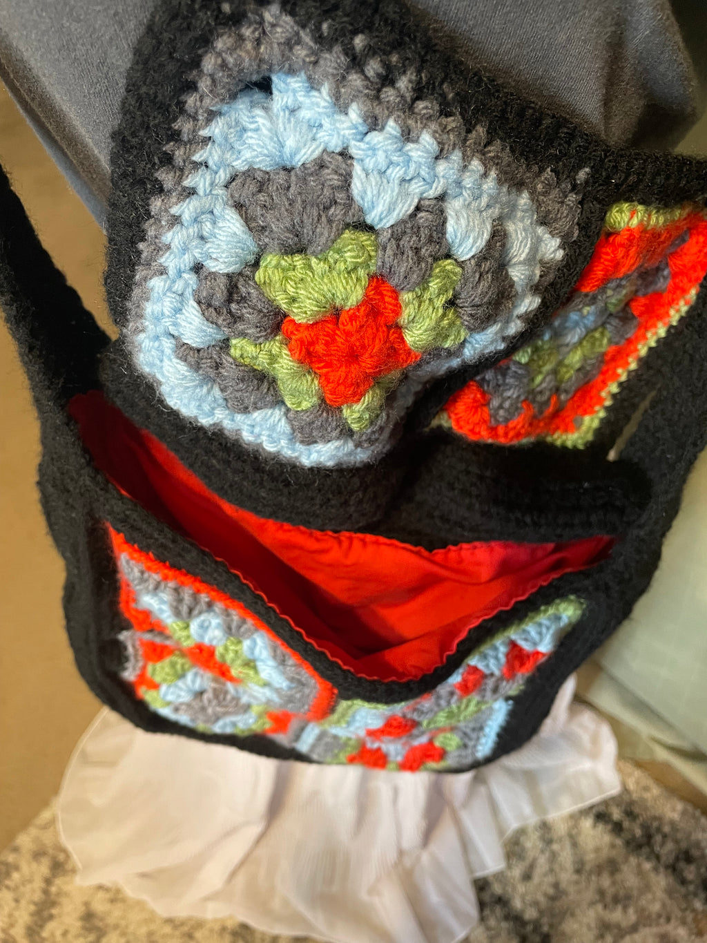 multi colored granny square bag