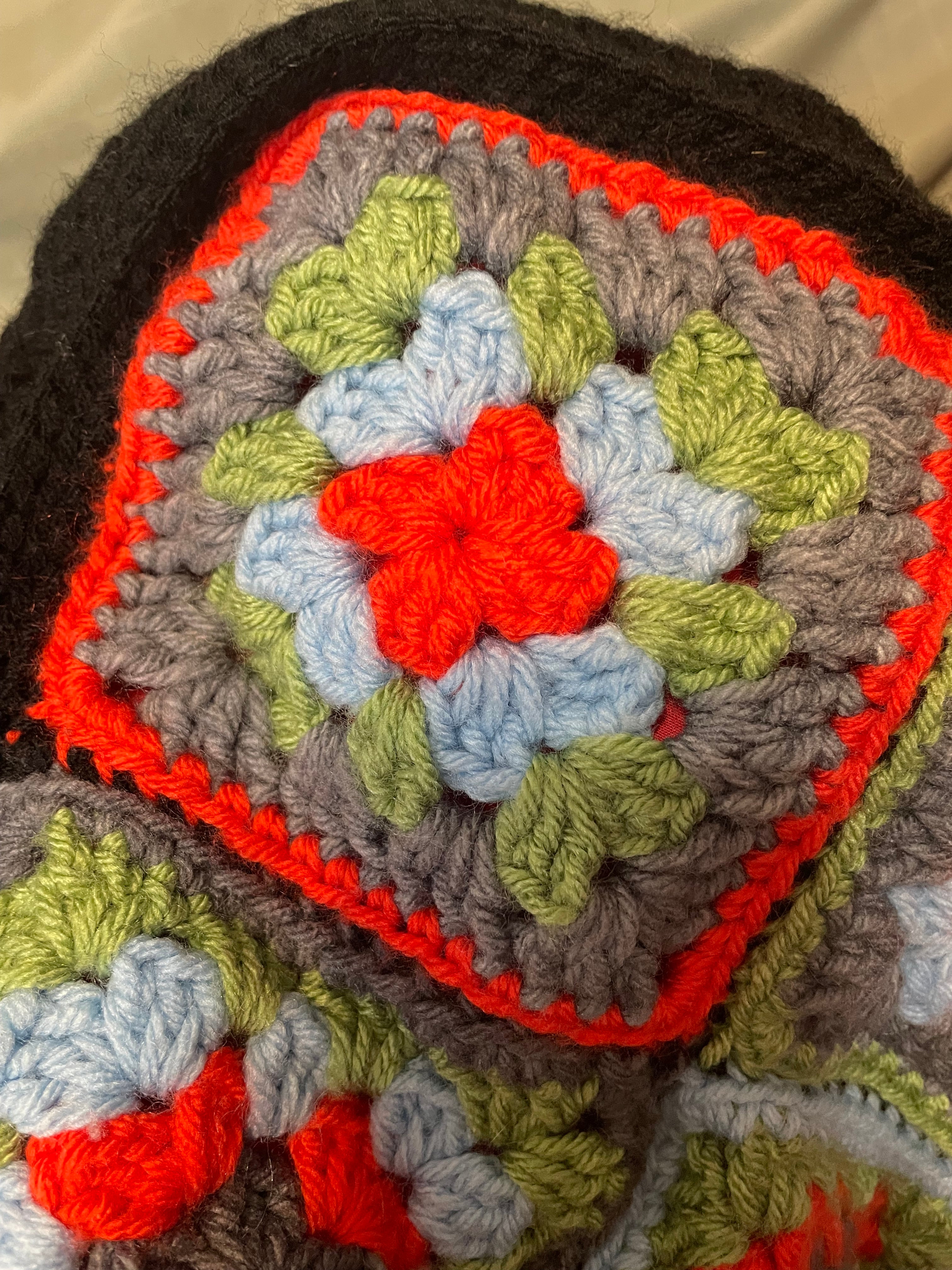 multi colored granny square bag